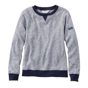 LL Bean Sweatshirt Womens M Gray Crew Neck Long Sleeve Logo Stretch Pullover